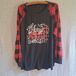 Merry CHRISTmas Shirt XL Red/black/gray